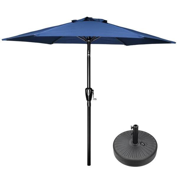 dubbin 7.5 ft. Steel Market Tilt Patio Umbrella in Blue with Free Standing Base