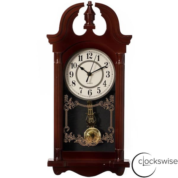 Bedford Clock Collection Delphine 27 in. Mahogany Chiming