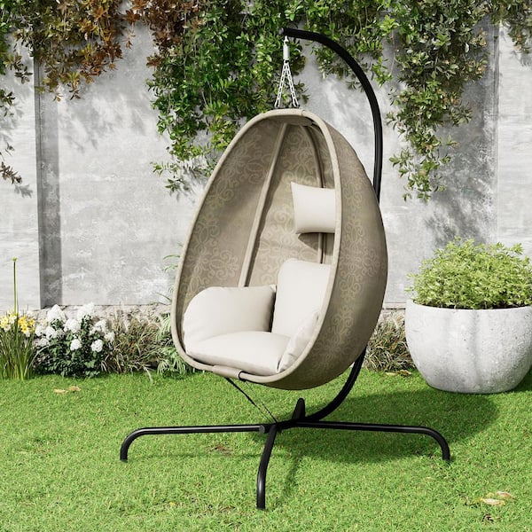 ZZW 3-Seat Patio Swing Outdoor with Stand Adjustable Backrest