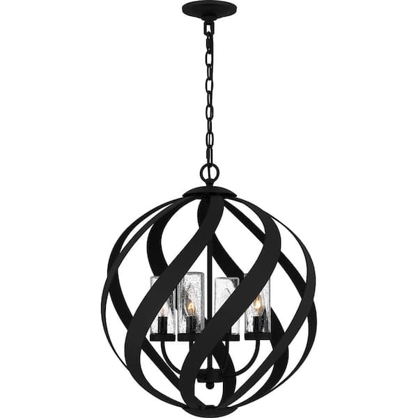 Quoizel Blacksmith 23 in. 4-Light Earth Black Outdoor Pendant Light