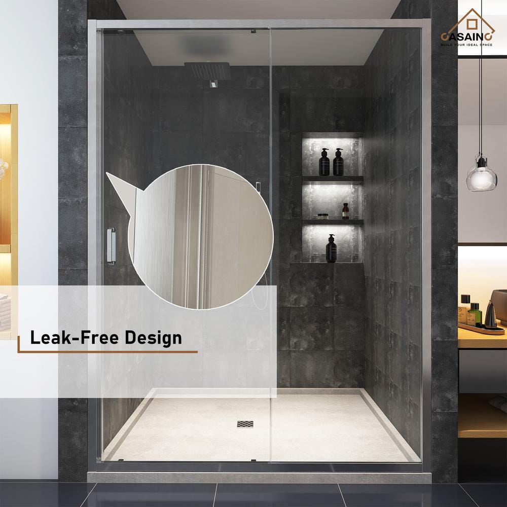 60" x 72" Brushed Nickel Framed Sliding Shower Door