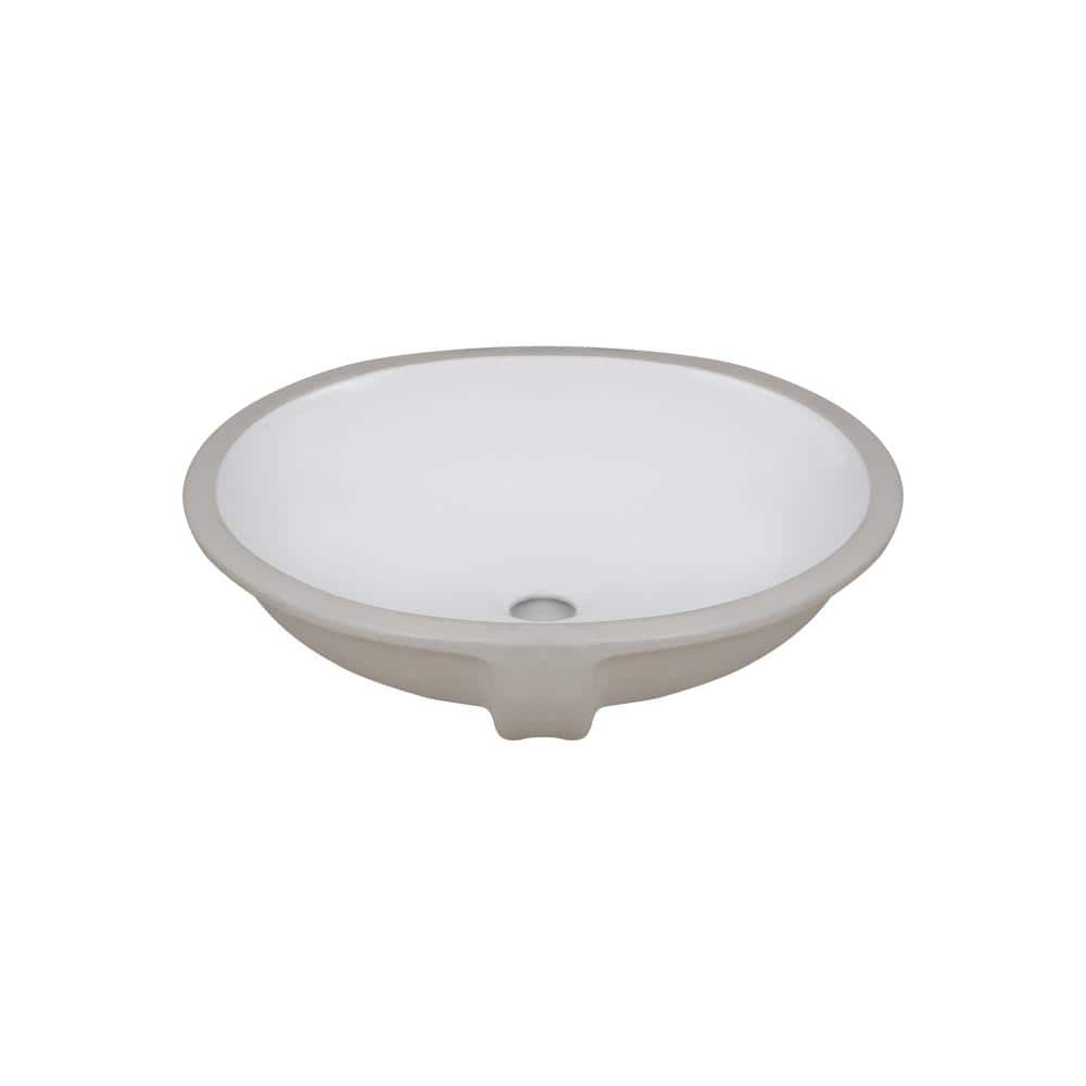 DeerValley Oval White Ceramic Undermount Bathroom Sink with Overflow