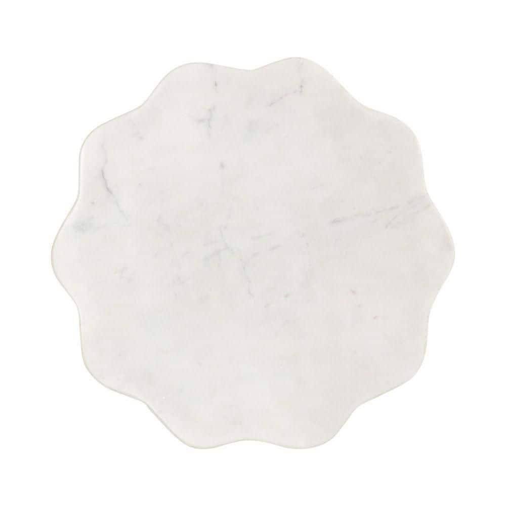 Sanzo 10 in. Gold Scalloped Marble End Table - thumbnail 3