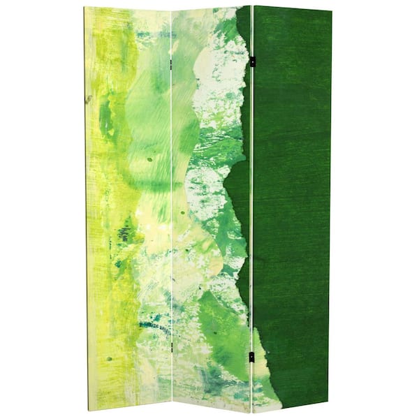 Oriental Furniture 6 ft. Green River Printed 3-Panel Room Divider