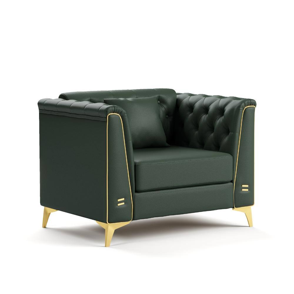 Light Luxury 40.1 in. Flared Arm Faux Leather Modular Chesterfield Sofa with Button Tufted, Metal Trim Armrests price history on PriceWatchPro