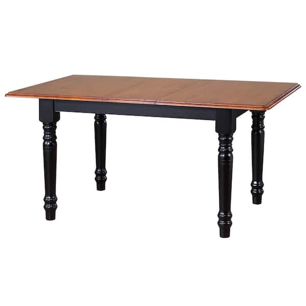 AndMakers Black Cherry Selections 48 in. Rectangle Distressed Antique Black with Cherry Wood Dining Table (Seats 6)