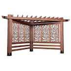 Haven 9 ft. x 12 ft. All Cedar Triangular Cabana Pergola with Pebble Privacy Panels