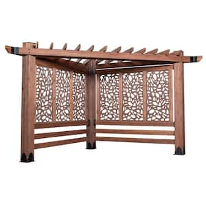 Haven 9 ft. x 12 ft. All Cedar Triangular Cabana Pergola with Pebble Privacy Panels