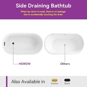 47 in. x 26.8 in. Soaking Bathtub with Side Drain in White/Matte Black