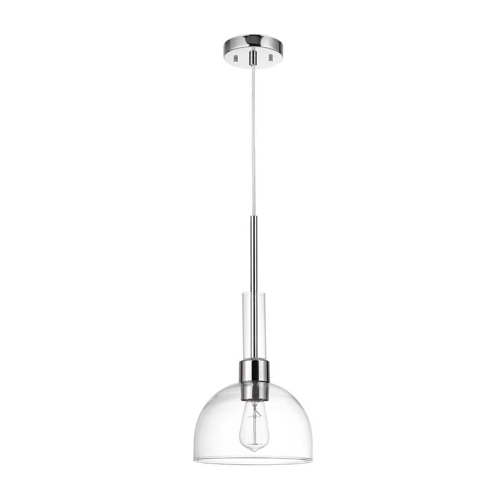 Tai 1-Light Chrome Pendant Light with Clear Glass Shade