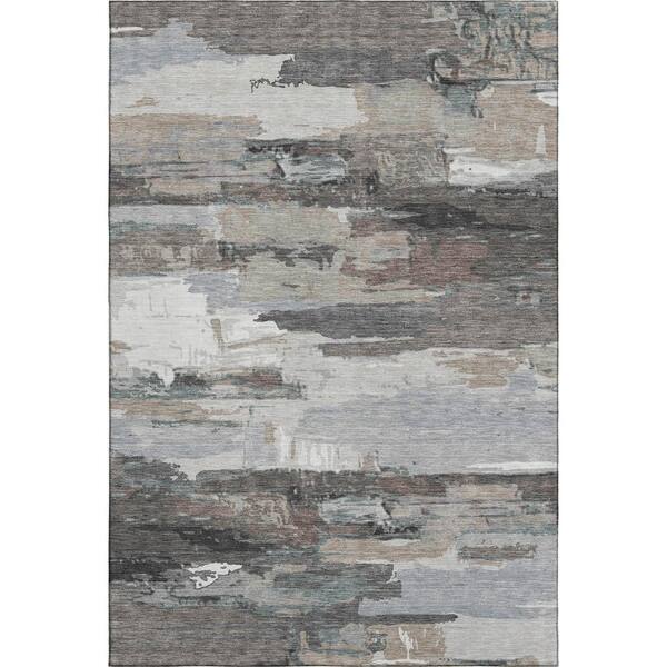 Mayfield Premium Machine Washable Abstract AMF2249 Taupe 10 ft. x 14 ft. Area Rug