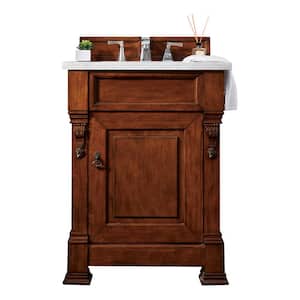 Brookfield 26 in. W x 23.5 in. D x 34.3 in. H Single Bath Vanity in Warm Cherry with Marble Top in Carrara White