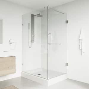 Pacifica 48 in. L x 36 in. W x 79 in. H Frameless Pivot Rectangle Shower Enclosure Kit in Chrome with Clear Glass