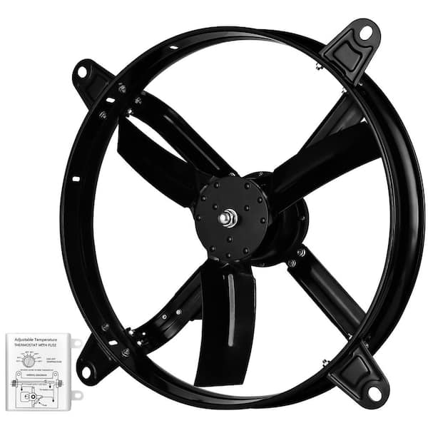 Tidoin 20 in. Black 3127 CFM High-Speed Shutter Exhaust Fan with Adjustable Temperature Thermostat