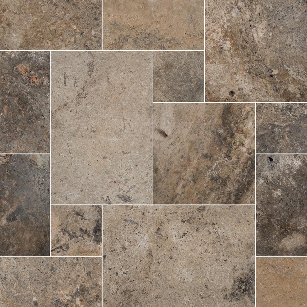 Take Home Tile Sample - Silver Pattern 6 in. x 6 in. Tumbled Travertine Paver Tile (0.25 sq. ft.) price history on PriceWatchPro