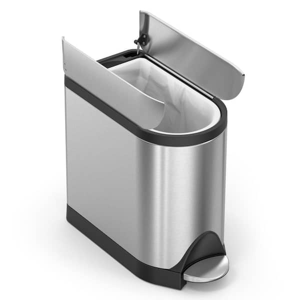 10L Butterfly Lid Bathroom Trash Can, Brushed Stainless Steel