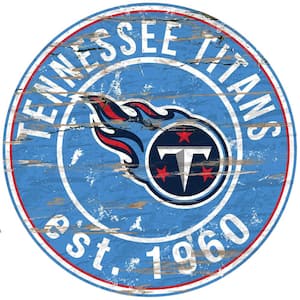 24" NFL Tennessee Titans Round Distressed Sign