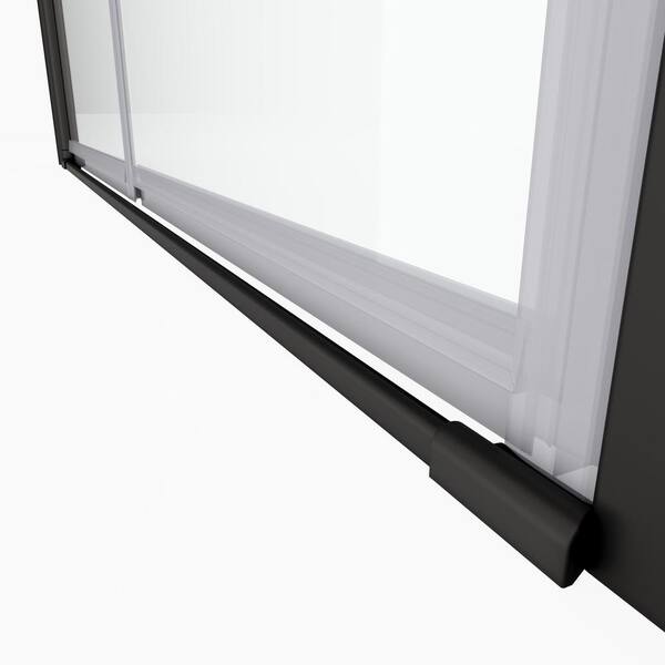 ANGELES HOME 30-31 3/8 in. W x 72 in. H Bi-Fold Semi-Frameless Shower Door in Matte Black Finish with 1/4 in. Tempered Clear Glass