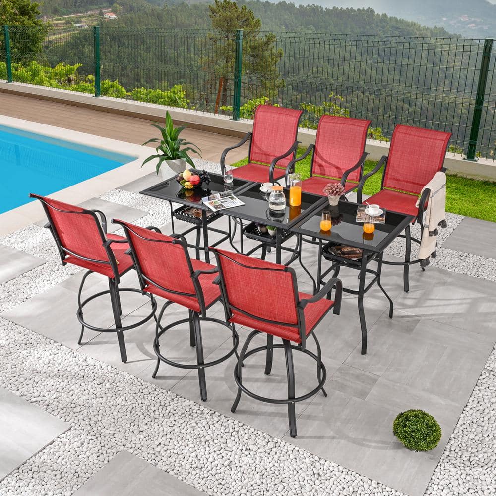 Patio Festival 9-Piece Metal Bat Height Outdoor Dining Set PF18265X3 ...