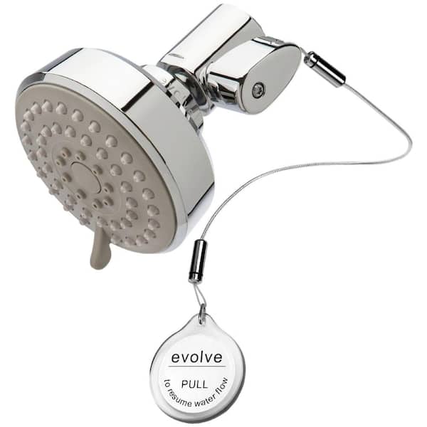 Evolve Technologies ShowerStart 1-Spray Pattern with 1.25 GPM 3.25 in. Massage Fixed Shower Head with Hot Water Saving TSV Valve in Chrome