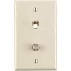 6P4C + F Connector Type 625D Wall Phone Jack, Light Almond