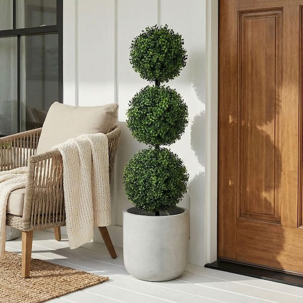 3 ft. Boxwood Triple Ball Topiary Artificial Tree (Indoor/Outdoor)