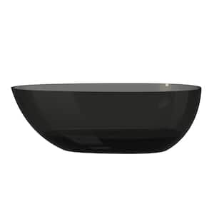 67 in. x 33 in. Freestanding Soaking Resin Bathtub with Center Drain in Transparent Black