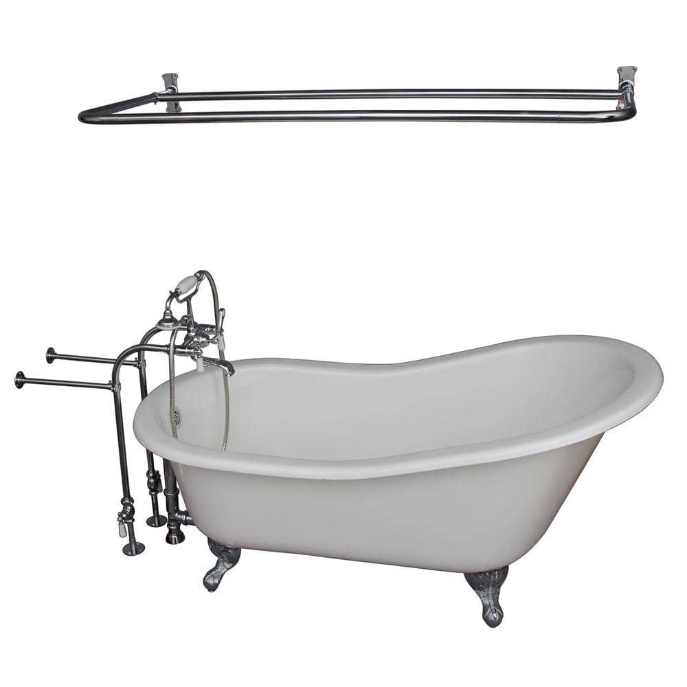 5 ft. Cast Iron Ball and Claw Feet Slipper Tub in White with Polished Chrom