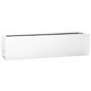 Balcony Extra Large 31.5 in. W Glossy White Fiberstone Indoor Outdoor Modern Rectangle Planter