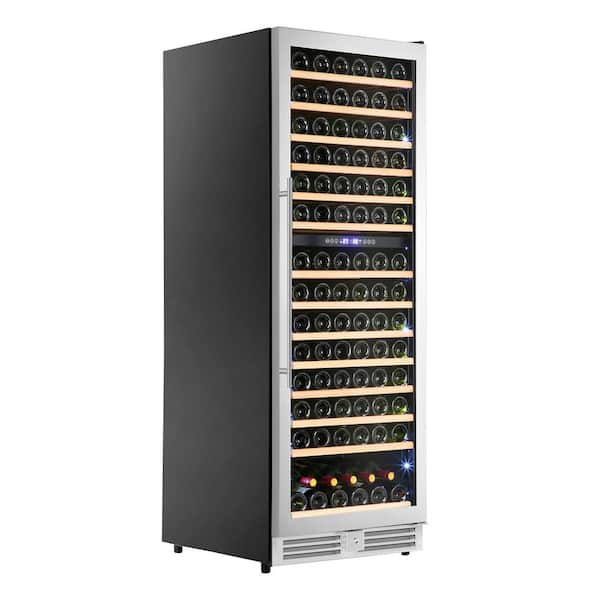 Refresh Dual-Zone Wine Cooler, 148 Bottle Capacity, Wood Accent Shelves, in Stainless Steel