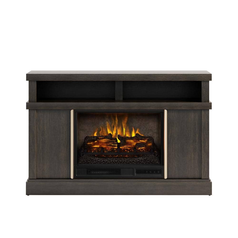 SCOTT LIVING MEYERSON 48 in. Freestanding Media Console Wooden Electric Fireplace in Cappuccino -  HDSLFP48L-2A