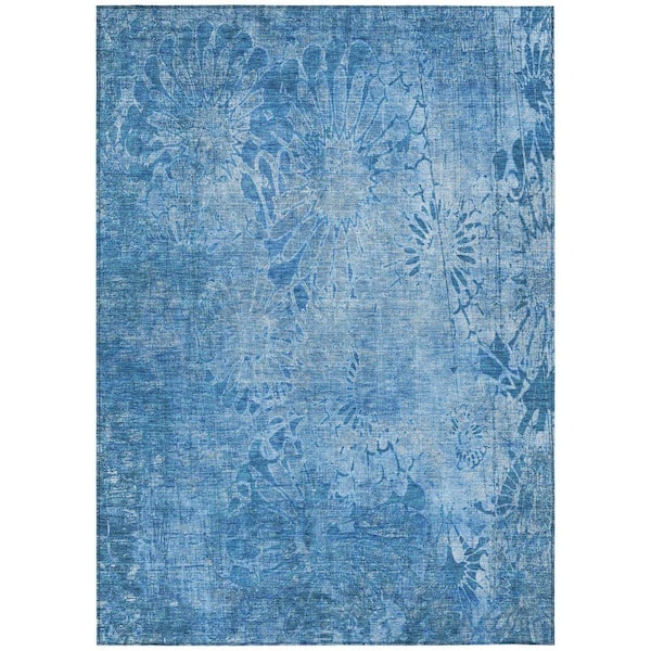 Chantille Machine Washable Indoor/Outdoor Abstract ACN2224 Denim 2 ft. 6 in. x 3 ft. 10 in. Area Rug