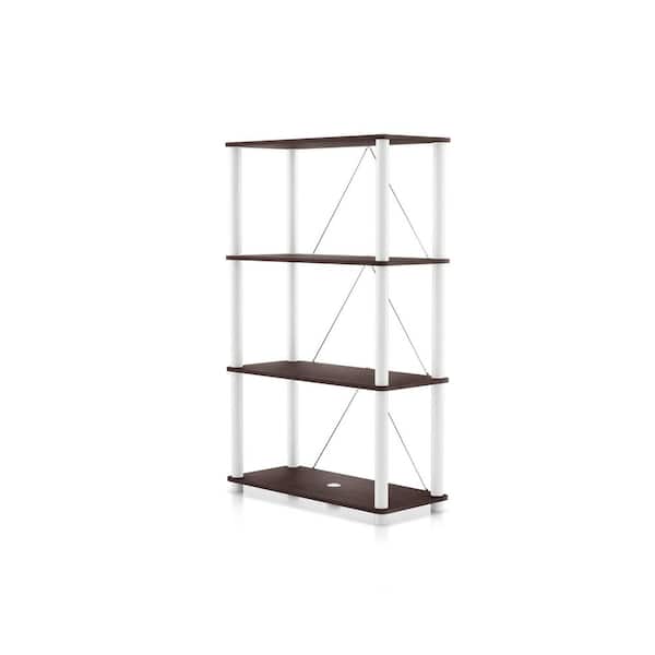 Quincy 44.2 in. Tall Espresso Engineered Wood Wide 4-Shelf Modular Bookcase with Support Rods