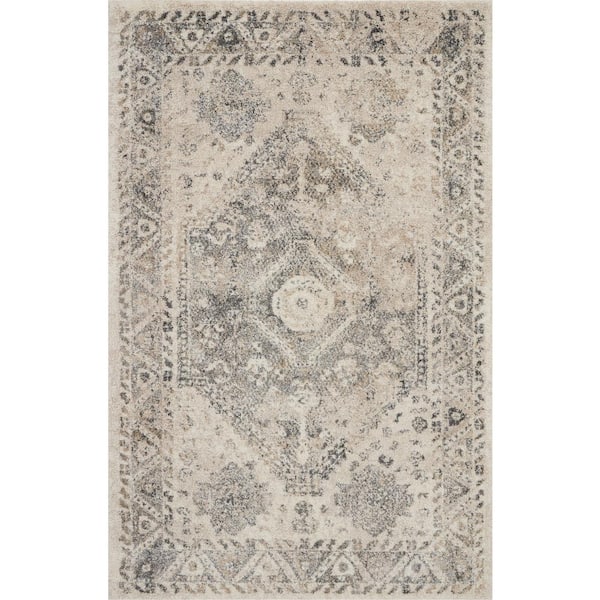 Nourison Fusion Cream/Grey 4 ft. x 6 ft. Persian Farmhouse Area Rug
