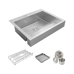 Dart Canyon 33in. Farmhouse/Apron-Front 1 Bowl 16 Gauge  Stainless Steel Workstation Sink w/Accessories
