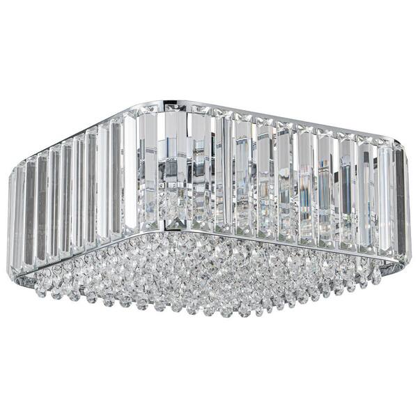 13.38 in. 4-Light Modern Transitional Chrome Square Flush