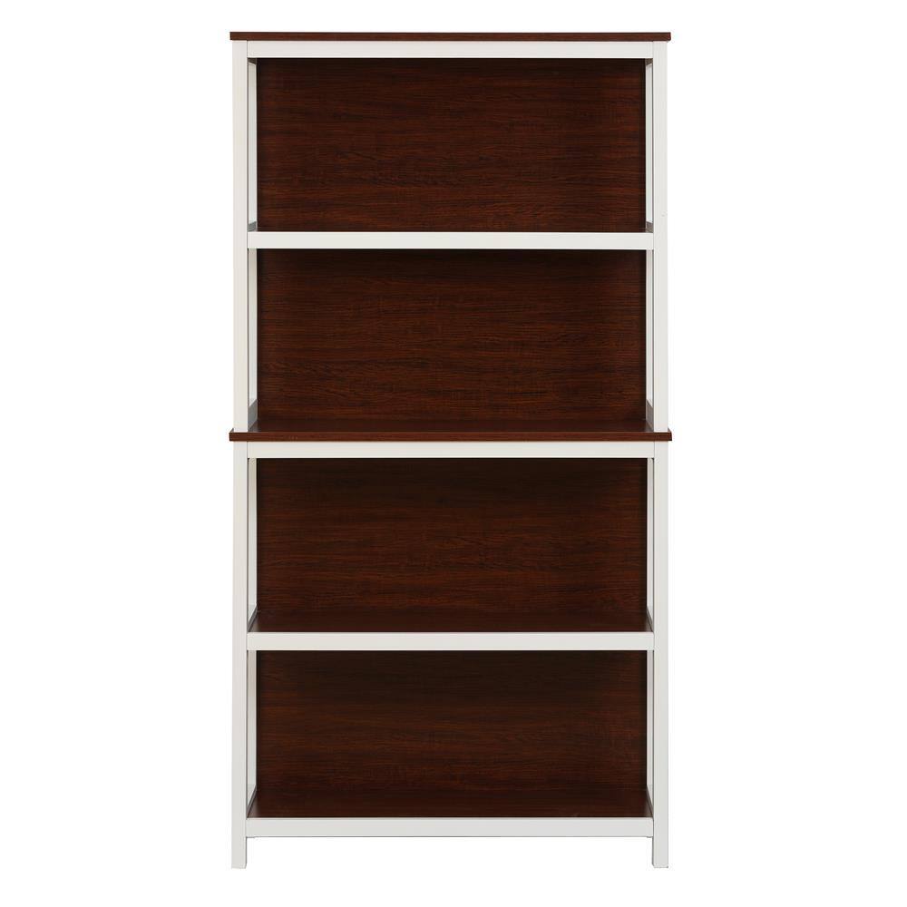 LuxenHome 59.5 in. White and Brown 4-Shelf Accent Bookcase WHIF1382 - The  Home Depot