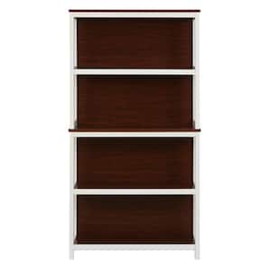 59.5 in. White and Brown 4-Shelf Accent Bookcase