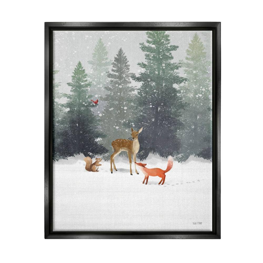 The Stupell Home Decor Collection Winter Season Forest Animals Fox Deer  Squirrel by House Fenway Floater Frame Animal Wall Art Print 21 in. x 17  in. ac-382_ffb_16x20 - The Home Depot