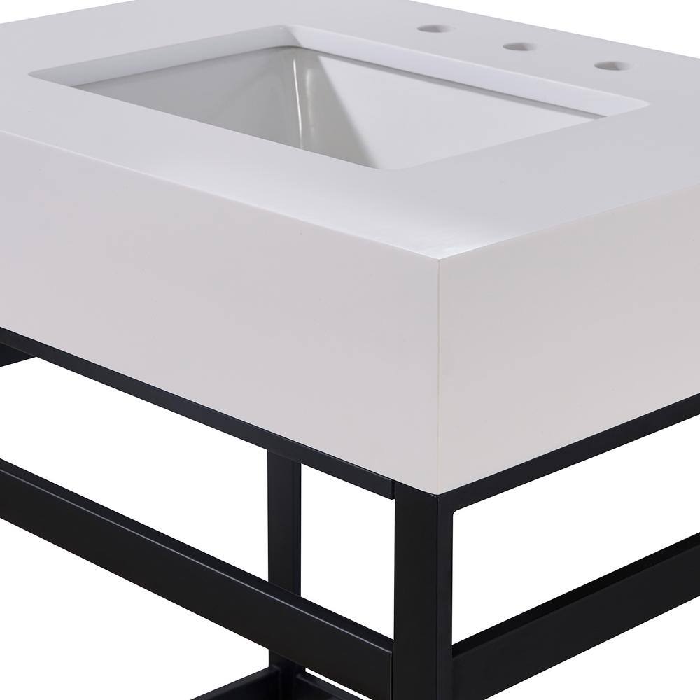 30" Snow White Ceramic Bathroom Vanity Top with Sink