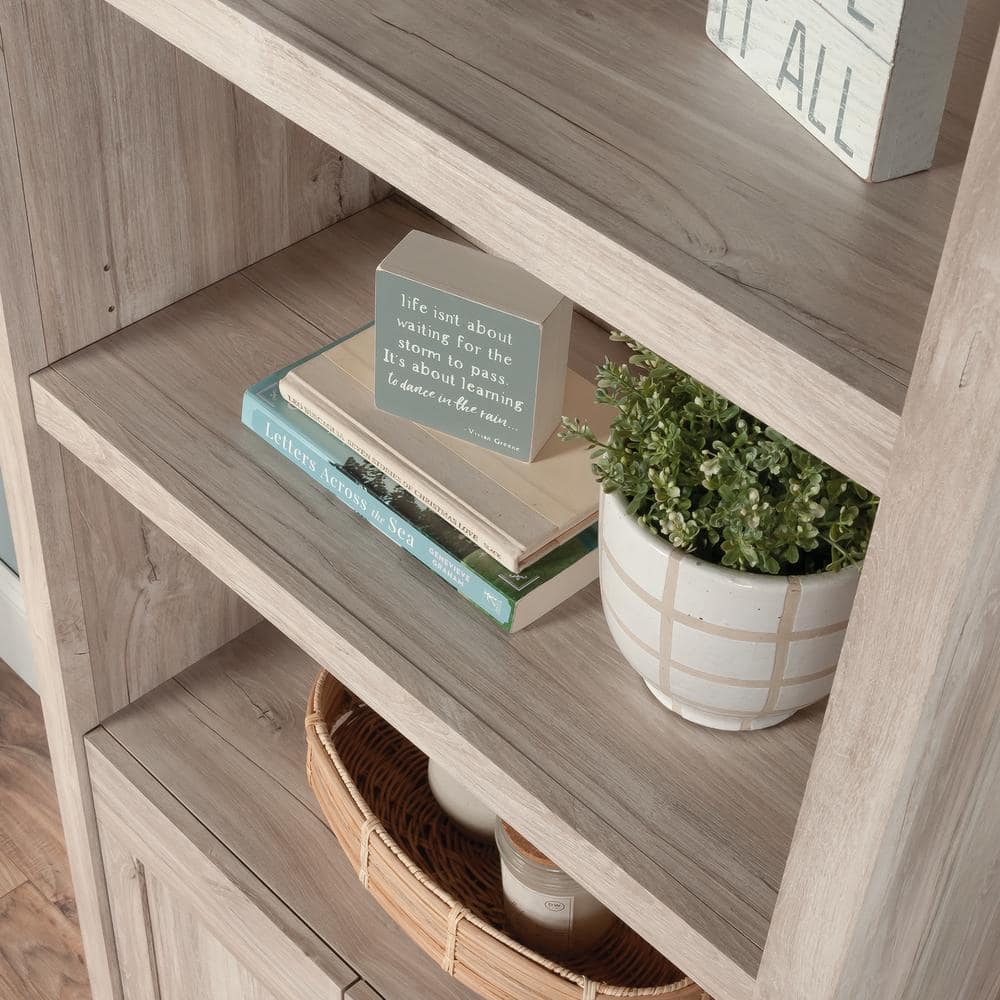 Chalk Oak 72" Adjustable 5-Shelf Bookcase with Doors