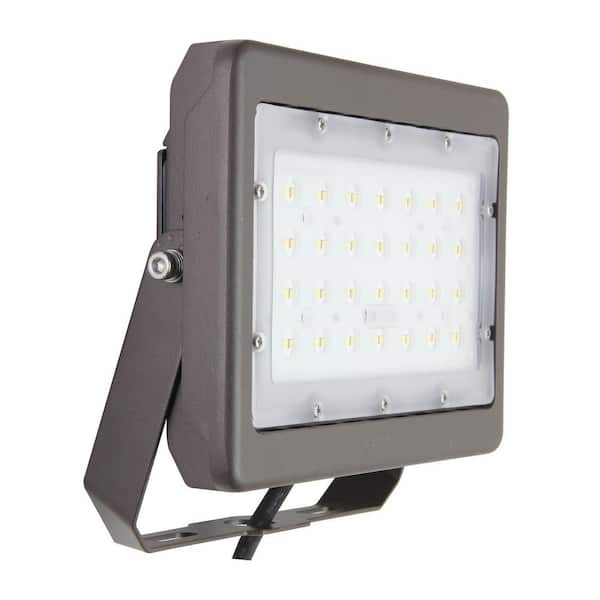 Photocell 6700 Lumen Hardwired Integrated LED Bronze Slim Flood Light