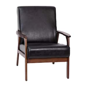 Black Leather Faux Leather Side Chair (Set of 1)