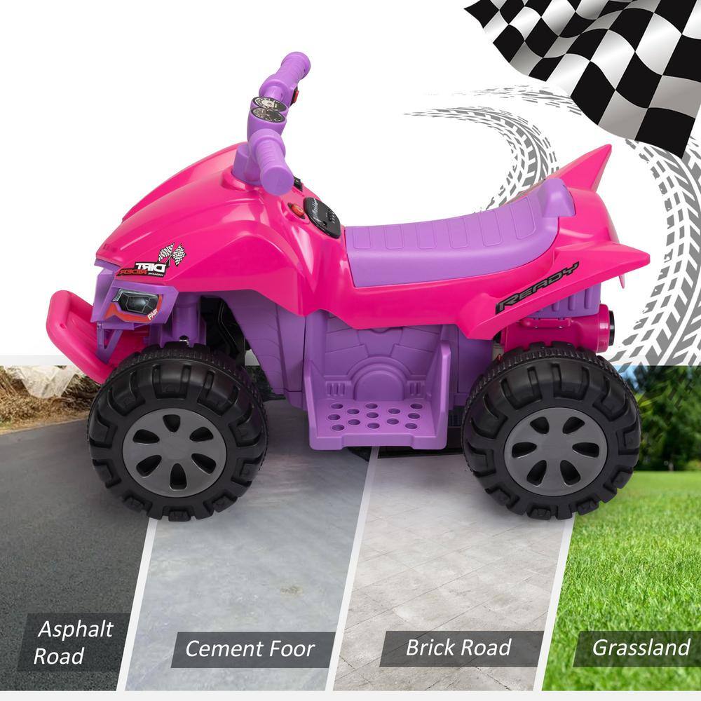 Pink 6V Kids Ride-On Quad with LED Lights and Music