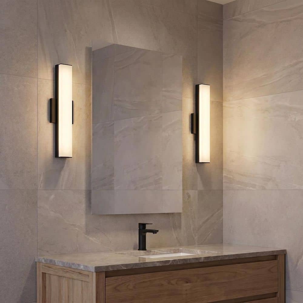 Panna 36 in. W x 3 in. H Midnight Black Modern Dimmable LED Bathroom Vanity Light with White Acrylic Diffusor price history on PriceWatchPro
