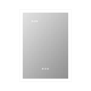 20 in. W x 28 in. H Rectangular Silver Aluminum Surface Mount Medicine Cabinet with Mirror with Dimming/anti-fog