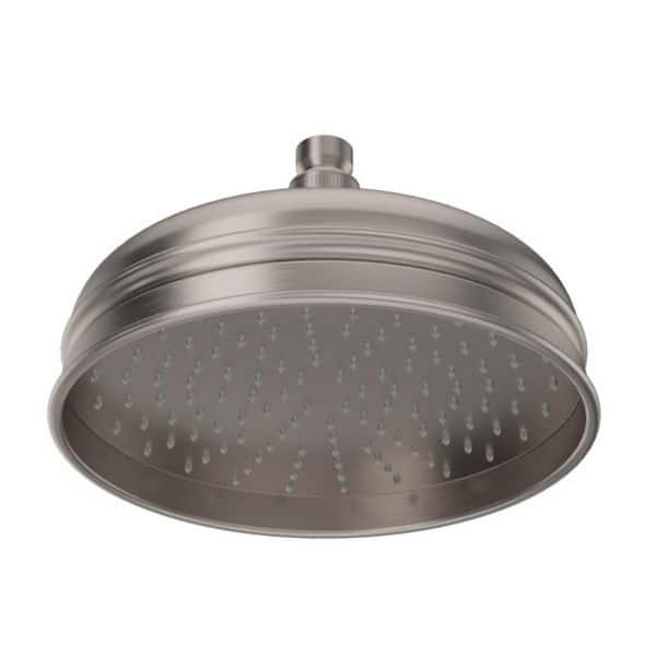 ROHL 1-Spray Patterns 8.19 in. Wall Mount Fixed Shower Head in Satin Nickel