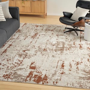 Concerto Ivory Rust 10 ft. x 14 ft. Abstract Contemporary Area Rug