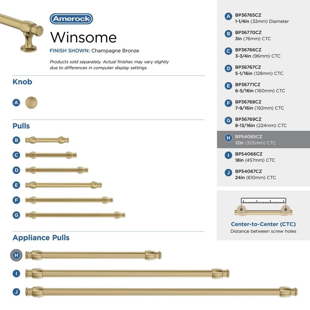 12-Inch Champagne Bronze Modern Appliance Pull with Mounting Hardware