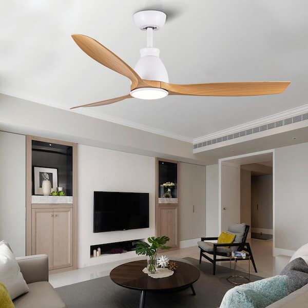 Avex 52 in. White Yellow Standard Ceiling Fan with Remote Control and Dimmable Integrated LED